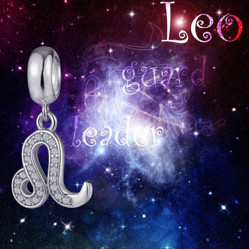 Leo Zodiac Sign Dangling Charms Fit Pandora Birthday Bracelets - 925 Sterling Silver Constellation/Horoscope Necklace Pendants Beads, Gifts for Bo...