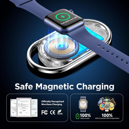 Portable Charger for Apple Watch - YoFeW 1200mAh Wireless Magnetic Power Bank, Travel Keychain Accessory Watch Charger for iWatch Series 9/8/7/6/5...
