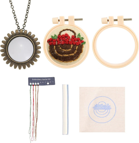 PATIKIL Embroidery Necklace Kit, Embroidery Kit for Beginners Cross Stitch Kits for Beginners Embroidery Kits Small Pendant Hand Crafts for Adults...