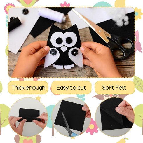 60PCS Felt Sheets Fabric, 4" X 4" Soft Felt Fabric for Crafts Halloween Christmas Fabric Fall Felt Squares for DIY and Sewing Projects (Black)...