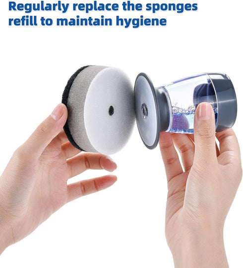 Non-Scratch Dishwand Sponge Refills, Dish Wand Refills Sponge Heads for Kitchen Cleaning Safe for Non-Stick Cookware 4Pack, Grey+Black...