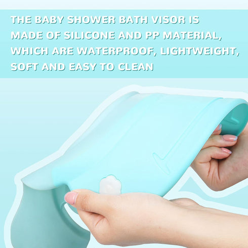 Baby Shower Cap Baby Hair Washing Bath Cap Safe Silicone Protection Bath Cap Soft Adjustable Visor Hat for Protector Head Eye Ear Shampoo Caps for...