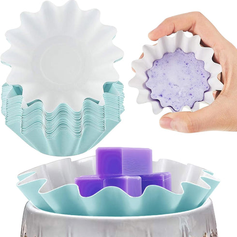 Boao Wax Melt Liners Reusable Wax Warmer Containers Leakproof Cups for Scented Candle, Paper Holders for Electric Pluggable Melter and Burner(Blue...
