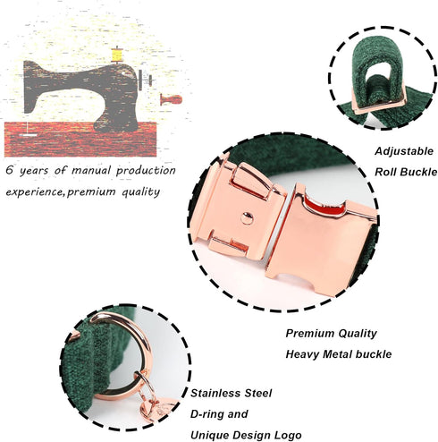 DOGWONG Hemp Cotton Dog Collar with Bow, Christmas Green Pet Collar Durable Adjustable Puppy Collar for Large Dogs...