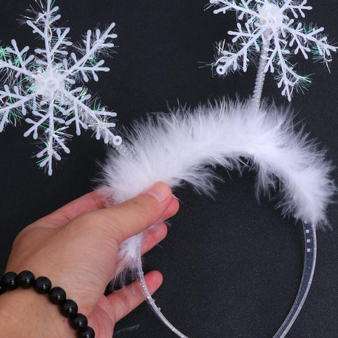 Lurrose 2pcs Christmas Feather Snowflake Headbands Merry Christmas Hairbands Head Boppers Headdress Costume Props for Women Girls Children...
