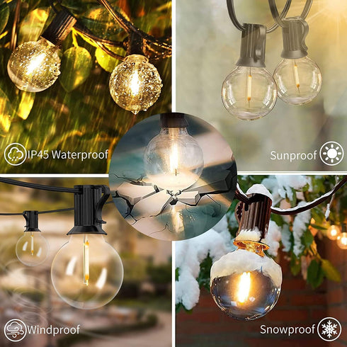 Svater Outdoor String Lights LED 25 FT, Patio Globe Lights with 12+1 Plastic G40 Bulbs, Waterproof Dimmable Hanging Light for Outside Backyard Bis...