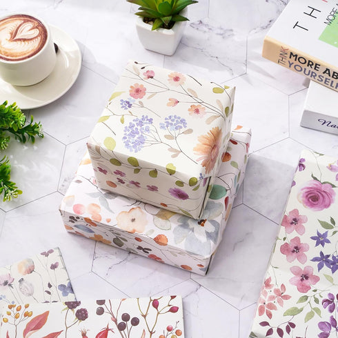 JarThenaAMCS 12 Sheets Wildflower Wrapping Paper -Not Roll- Watercolor Floral Gift Wrap Paper Bulk Folded Flat Flower Art Paper for Wedding Bridal...