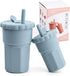 Silicone Parent-child Straw Cup, BPA Free Heat Resistant Resisit, Silicone Straw Baby Cups Set, Silicone Cup for Big Kids Toddlers (Ether)...