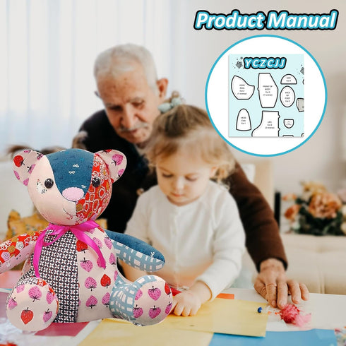 Memory Bear Sewing Patterns Template Ruler Set with Instruction Manual, Memory Bear Patterns Templates for Sewing 12IN...