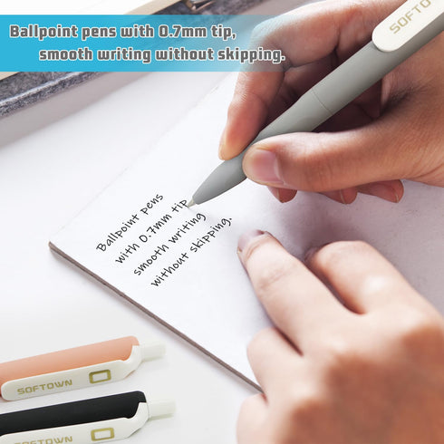 Ballpoint Pens 0.7mm Pens Black Ink Retractable Writing Pen Office Fine Ball Point Pen for Journaling (6+1 count)...