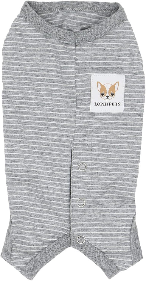 LOPHIPETS Girl Dog Shirts Recovery Suit Pajamas for Small Dog Chihuahua Yorkie Teacup Puppy Cat Clothes-Gray Strips/S...