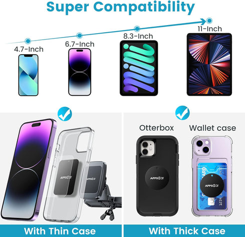 APPS2Car CD Phone Holder for Car, Anti Shake and Magnetic Car Phone Mount with 6 Magnets, Thick Case Friendly CD Slot Phone Holder Compatible with...