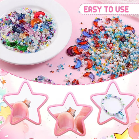 Mixed Star Moon Crystal Glass Beads Seedbeads Loose Round Pearl Beads for Jewelry Making Craft Bracelets Necklaces Earrings DIY Crafts Projects Pu...
