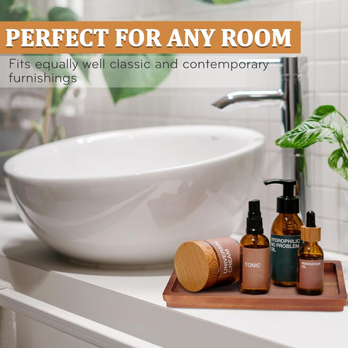 Bathroom Vanity Tray 11.8 x 5.9 inches of Natural Acacia Wood - Elegant Organizer for Cosmetics, Jewelry, Perfume, Candle, Key - Premium Wood Tray...