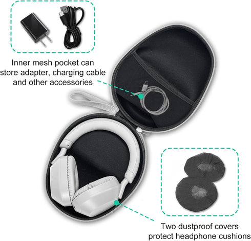 ProCase Hard Headphone Case Travel Bag for Sony WH-1000XM4, Beats Solo3, Bose QC, Hardshell EVA Carrying Case Headset Case with 2 Dust Covers - Gr...