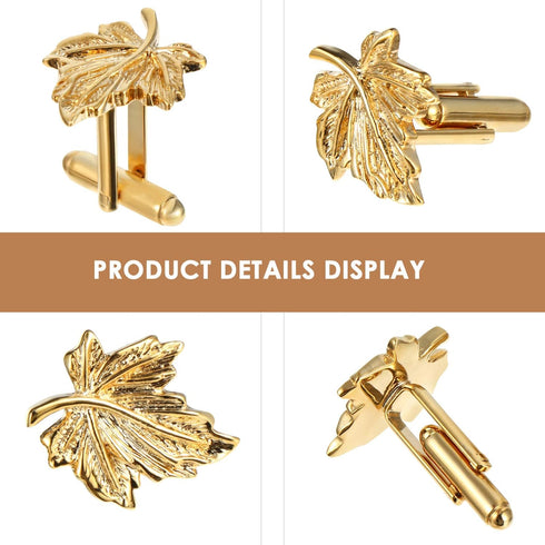 Amosfun 1 Pair of Maple Leaf Cufflinks for The Maple City Handsome Cufflinks for Men Metal Cufflinks for Wedding Bussiness Anniversary Birthday Go...