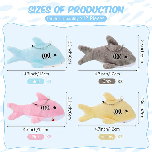 Mini Stuffed Animal Soft Shark Plush Toys Shark bulk Party Favors Shark Party Tiny Ocean Animal Toys for Baby Kids Stuffs, 4.7 Inch?multicolor?...