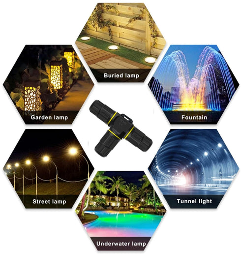3 Way Junction Box IP68 Waterproof Electrical Junction Box 3 Pin Junction Box Outdoor Cable Connector for Underground/Outdoor Ø0.18-0.4in, Shielde...