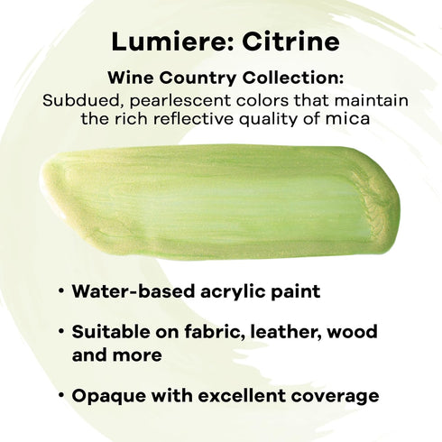 Jacquard Lumiere 2.25oz Fabric Paint Citrine - Metallic Paint for Fabric, Leather, Canvas, Paper and Wood - Light-bodied Metallic Acrylic Paint - ...