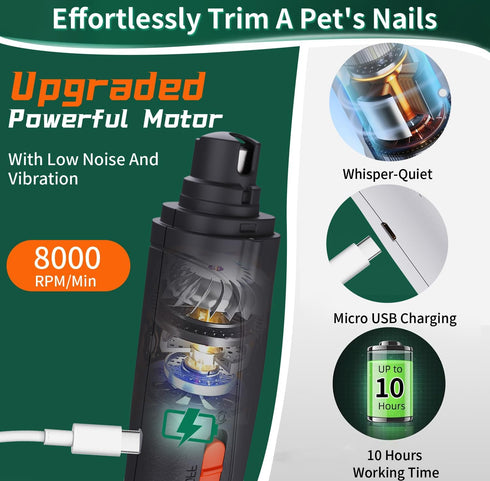 2-in-1 Dog Nail Grinder & Dog Nail Clippers Trimmers for Large Medium Small Dogs Cats Pets Claw Trimmer Quick Sensor and Safety Guard USB Recharge...