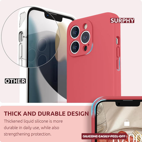 SURPHY Compatible with iPhone 13 Pro Case with Screen Protector, (Camera Protection + Soft Microfiber Lining) Liquid Silicone Phone Case 6.1 inch ...