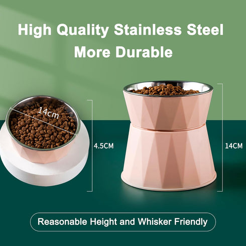 Elevated Cat Bowls, Raised Cat Bowls for Food and Water, Cat Food Bowls Beneficial for Digestion, Resonable Height for Cat, Whisker-Relief, Easy t...