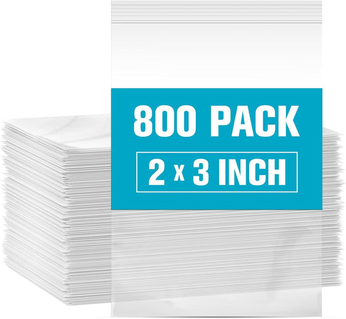 800 Pack 2 Mil 2”x3” Clear Plastic Bags Reclosable Zip Bags,Zipper Lock Sealing Bags Small Resealable Poly Baggies Little Sample Bags Jewelry Bags...