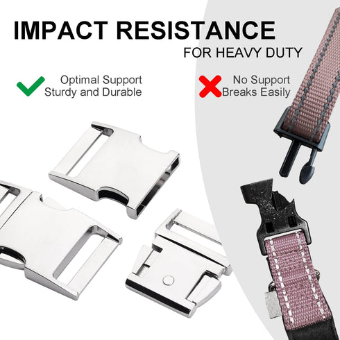 CooBigo 10 Pack Bulk Dog Collar Hardware Metal Buckle 1 inch Webbing Backpack Buckle Replacement Backpack Strap Kit Prong Collar Clip Buckles(Silv...