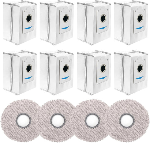 12 PCS Dust Bags Mop Cloths Kit Replacement for Ecovacs Deebot X2 Omni / X2 / X2 Pro / DEX86 Robot Vacuums Spare Parts, 8 Dust Bags, 4 Mop Cloths...
