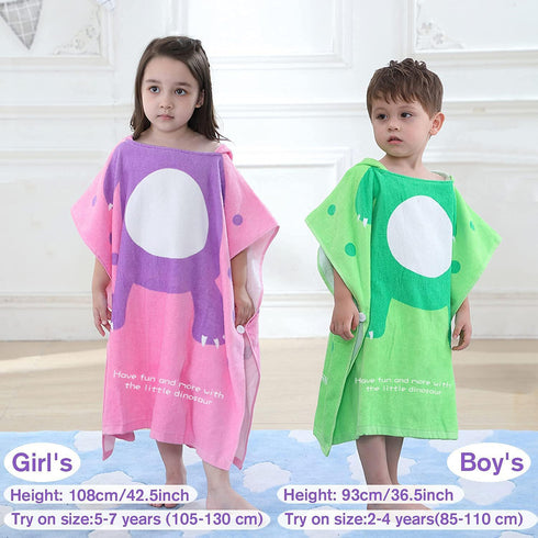 LOLANTA Children's Bath Towels with Hooded Dinosaur, Boys Beach Towel Pool Poncho Swim Cover-Ups 100% Cotton (Green#A-New,4-6 Years)...