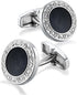 Vintage Black Cufflinks Circular Cuff Links for Men Wedding Business Groom Best Man...