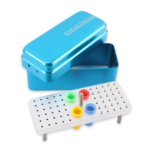 Annhua 60 Holes Dental Bur Blocks with Measurable Cover Autoclavable, Aluminum Burs Case Organizer Disinfection Holder Box for Dental Lab, Dentist...