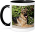 3dRose A German Shepherd Dog by Greenery Mug, 11 oz, Black...