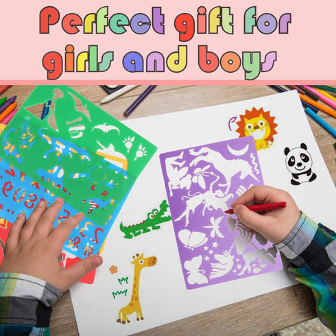 Kids Drawing Stencils Set , 20 Pcs Plastic Stencil Kit 300+ Patterns Drawing Templates for Girls & Boys Gift and Card Making...