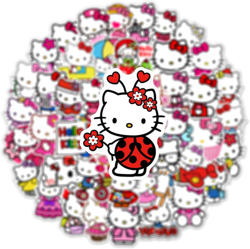 Kawaii Hello Kitty Stickers for Girl Water Bottle, 50pcs Cute Sanrio Cartoon Hellokitty Waterproof Vinyl Decal for Teen Kids Women Laptop Skateboa...