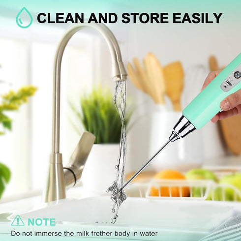 YUSWKO Baby Blue Handheld Milk Frother Wand for Coffee, Rechargeable Electric Whisk with 3 Heads 3 Speeds Drink Mixer Coffee Frother For Latte, Ca...