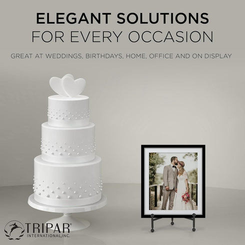 TRIPAR Modern Tripod Easel Display, Black Finish - Lightweight & Durable Design - Perfect for Displaying Decorative Pictures, Artwork, Plates, Til...