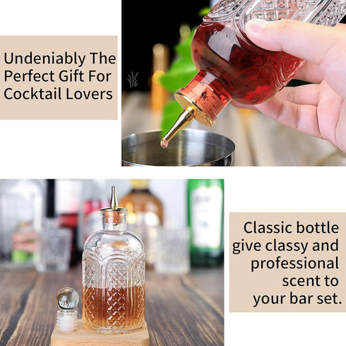 SuproBarware Bitters Bottle - Donatello Bitter Bottle for Cocktail, 8oz / 240ml, Glass Dashes Bottle with Stainless Steel Dasher Top...