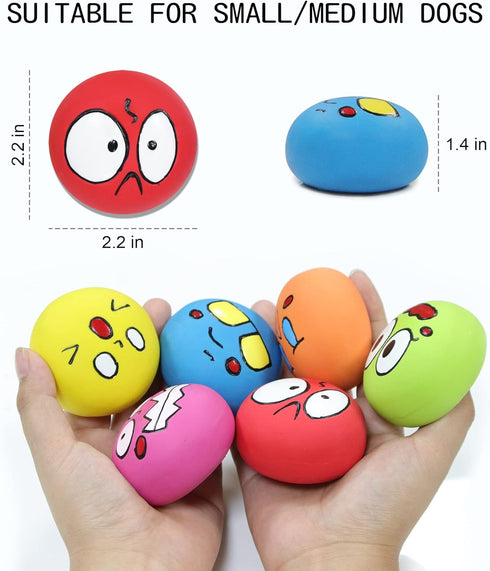 Latex Dog Squeaky Toys Balls for Teething Puppies, Small, Medium Dogs, 6 Pcs Bouncy Cute Face Pet Dog Toys...