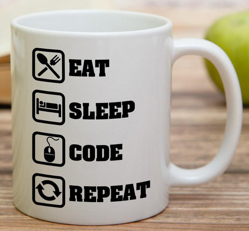 Retreez Funny Mug - Eat Sleep Code Repeat Programmer Software Engineer 11 Oz Ceramic Coffee Mugs - Funny, Sarcasm, Sarcastic, Inspirational birthd...