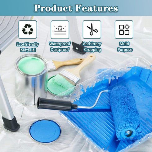 Plastic Drop Cloth, Plastic Sheeting 13x13 Feet Plastic Drop Cloths for Painting Waterproof Dustproof Paint Plastic Covering Furniture Cover Floor...