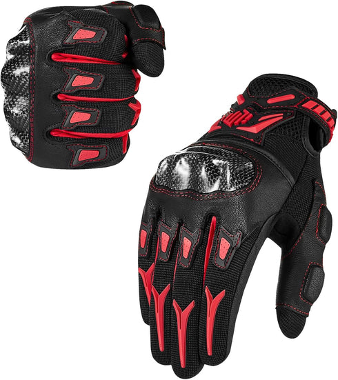 ILM Motorcycle Motocross Cycling Off-Road Dirt Bike Gloves for Men Women Touchscreen Hard Knuckle ATV MTB Guantes (Red, M)...