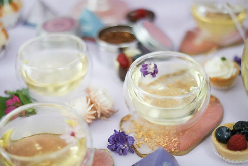 Teabloom Teacups - Double Walled Insulated Glasses - Set of 2 (3.4oz / 100ml) Heatproof Borosilicate Tea and Espresso Cups - Celebration Teacup Co...