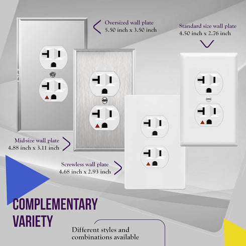 ENERLITES 62010-W Isolated Ground Outlet, Industrial Grade Duplex Receptacle, 20A/125VAC, 5-20R, 62010, White...