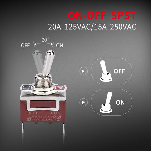 DaierTek SPST Waterproof Toggle Switch 12V DC 30A 125VAC 20A Marine Heavy Duty 2 Pin ON Off Spade Terminals for Automotive Car Boat -2 Pack...