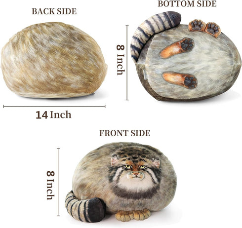 Steppe Cat Plush, Cat Stuffed Animal 35cm/14inch, Pallas Cat Plush Pillow, Cute Plushies for Girls, Soft Plush Pillow, Throw Pillow Doll Decoratio...