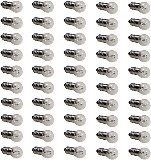 Pack of 50 E10 1.5V 0.3A DC Warm White Miniature Screw Base Bulb Light Bulbs (1.5V)...