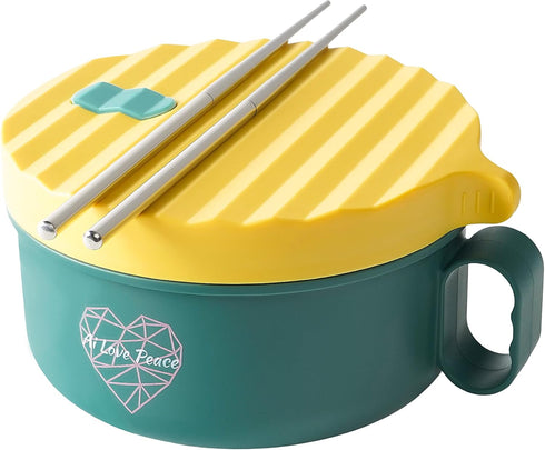 AI LOVE PEACE Microwave Ramen Soup Bowl - Instant Noodle Cooker for Dorm Room Essentials with Lid - Ramen Maker - Microwave Safe Bowls Ramen Cooke...