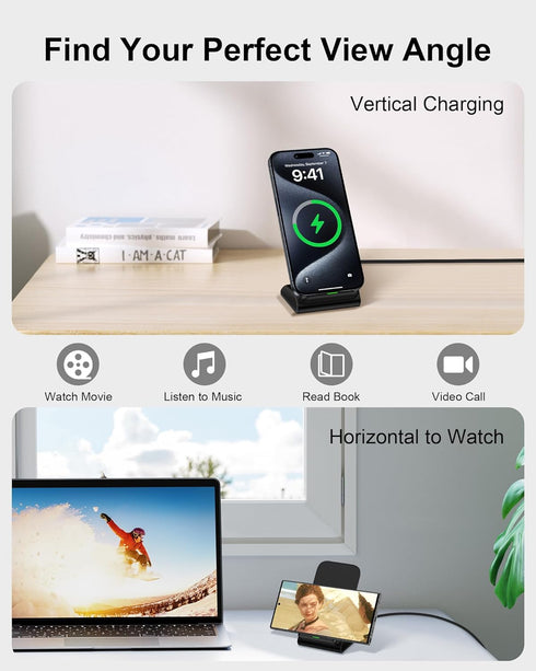 15w Anrdoid Wireless Charging Stand for Google Pixel 8 Pro 7 pro 7a 7 6 pro, QI Wireless Charger Station for Samsung Galaxy S24 S23 S22 Ultra Appl...