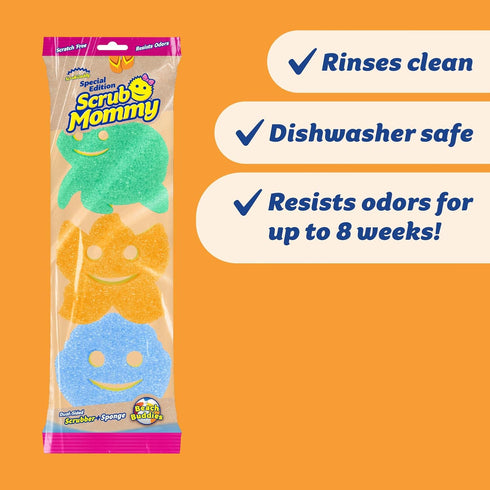 Scrub Daddy Scrub Mommy Special Edition Summer - Scratch-Free Multipurpose Dish Sponge - BPA Free & Made with Polymer Foam - Stain & Odor Resistan...